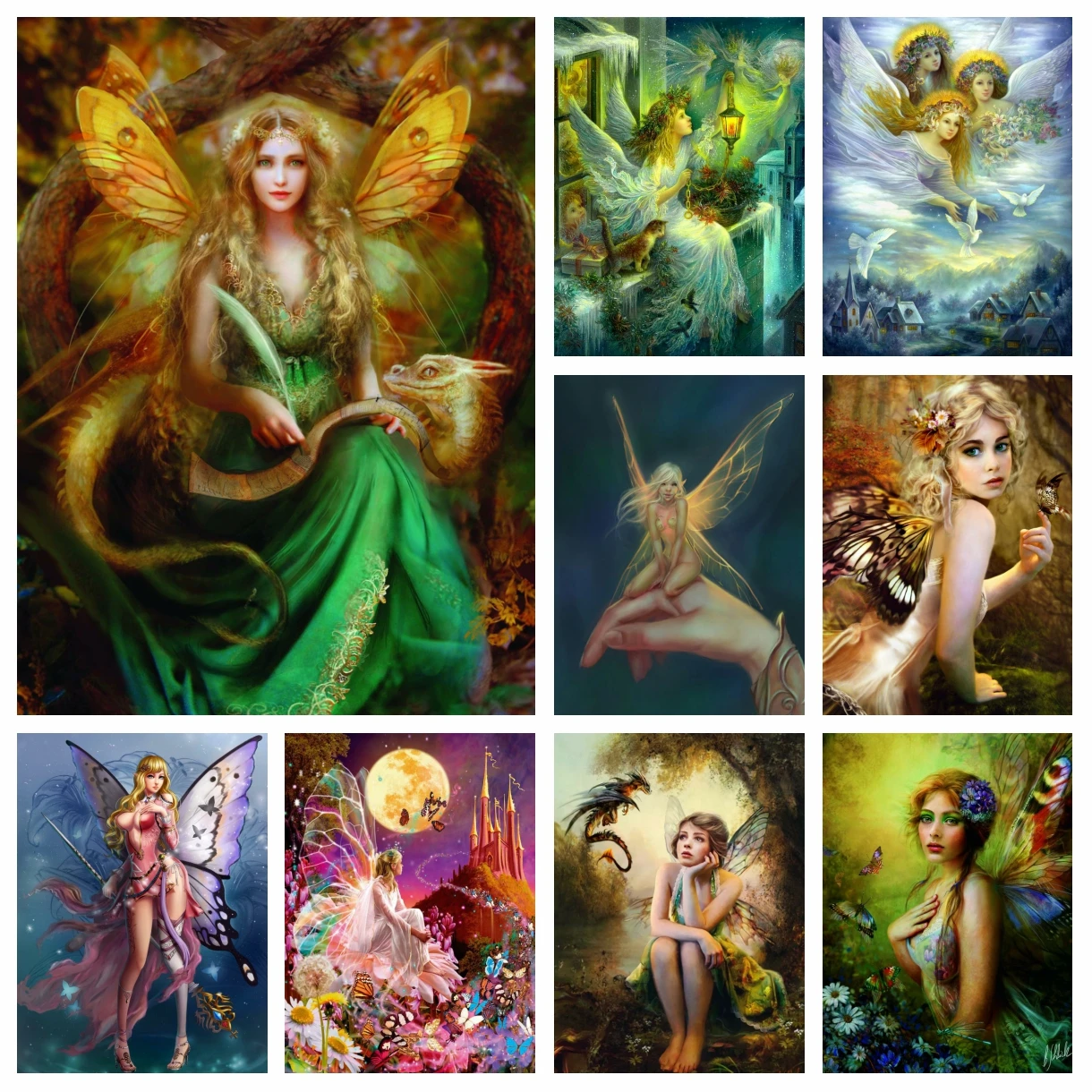 DIY Fantasy Butterfly Fairy Diamond Painting Goddess Elf Sexy Girl Art Picture Cross Stitch Embroidery Mosaic Crystal Home Decor