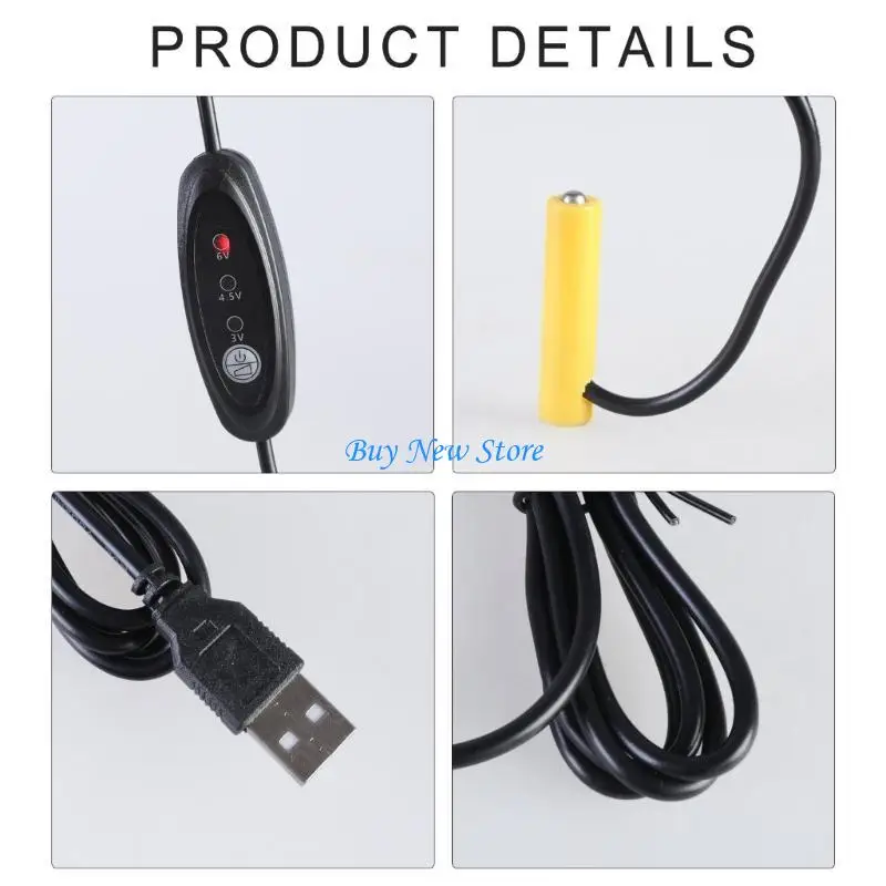 

20CE USB 5V2A to 3V 4.5V 6V 3A Fake Battery Elimination Cable Power Adapter Cord Replace for 2-4pcs 1.5V 3A LR03 Batteries