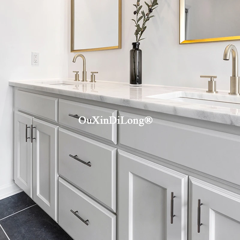 High-end Luxury 4PCS Solid Brass T-Bar Furniture Handles Drawer Knobs Cupboard Wardrobe Closet Dresser Wine Cabinet Door Pulls