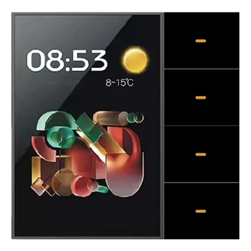 -ABGQ 2X Tuya Zigbee 3.5 Inch Smart Wall Switch Touch Screen 4 Groups Switch 8-Way Scene Radar Sensor Dimming Switch A