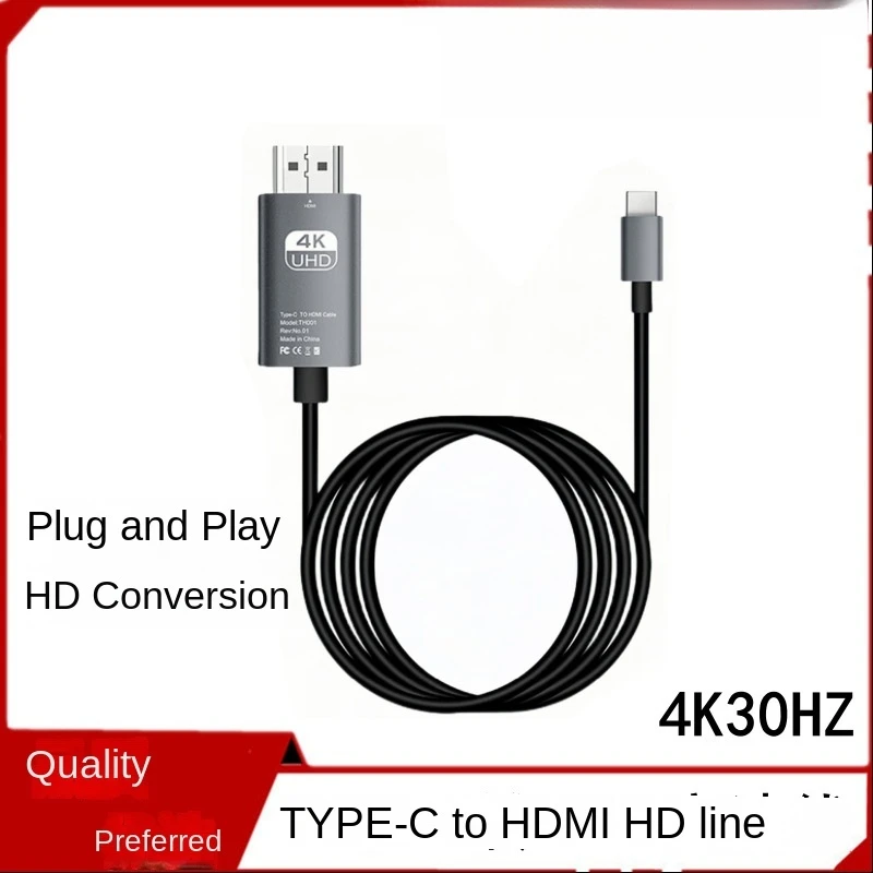 Aluminum Alloy Typec to hdtv Mobile Phone Notebook Data Cable Connection Monitor TV 4K Plug-and-Play