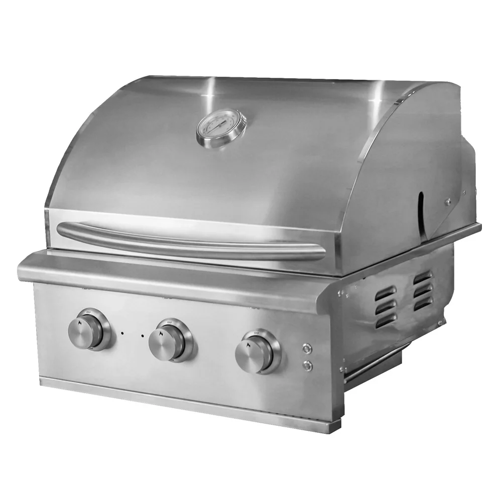 Premium 25 Inch Outdoor Gas Grill SUS SS 304 Stainless Steel Heavy-Duty Built-in Mini Features for Home Garden Party BBQ Cooking