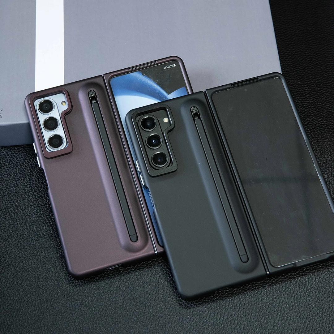 Etui na telefon Galaxy Fold5 S Pen z niewidoczną podpórką i wbudowaną osłoną ekranu do Samsung Fold6 Fold4 Fold3 Black