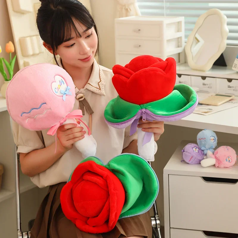 11/35cm Kawaii Colorful Lollipop Transformation Flower Plush Pillow Cushion Soft Stuffed Sofa Sleeping Back Cushion Decor Gift