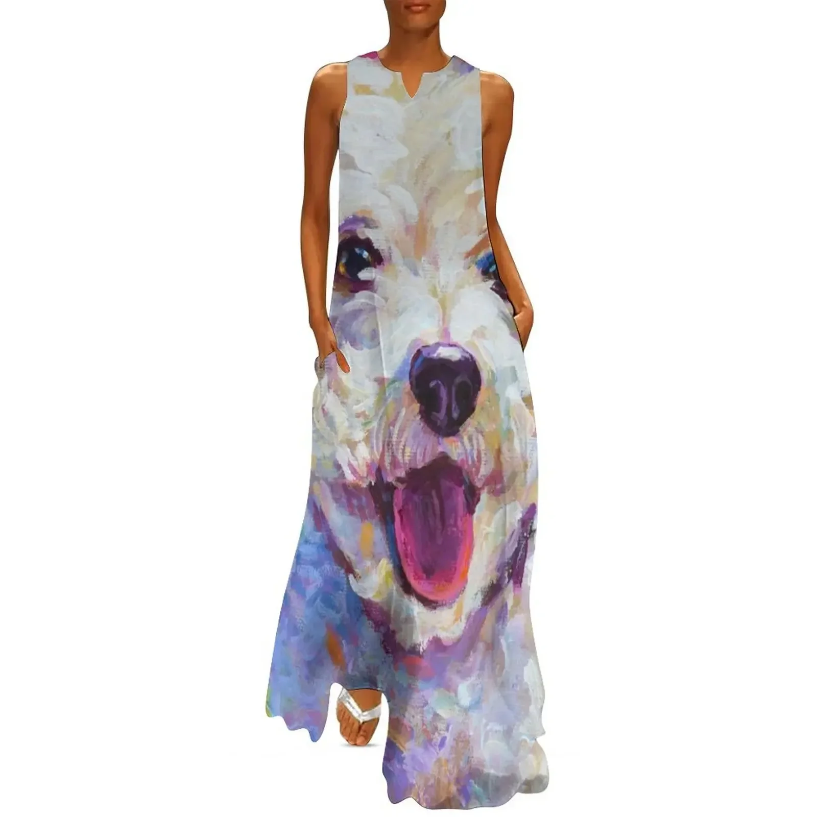 

Cute White Bichon Frise Poodle Dog by Robert Phelps Long Dress summer clothes Women dresses summer dresses for womens Dress