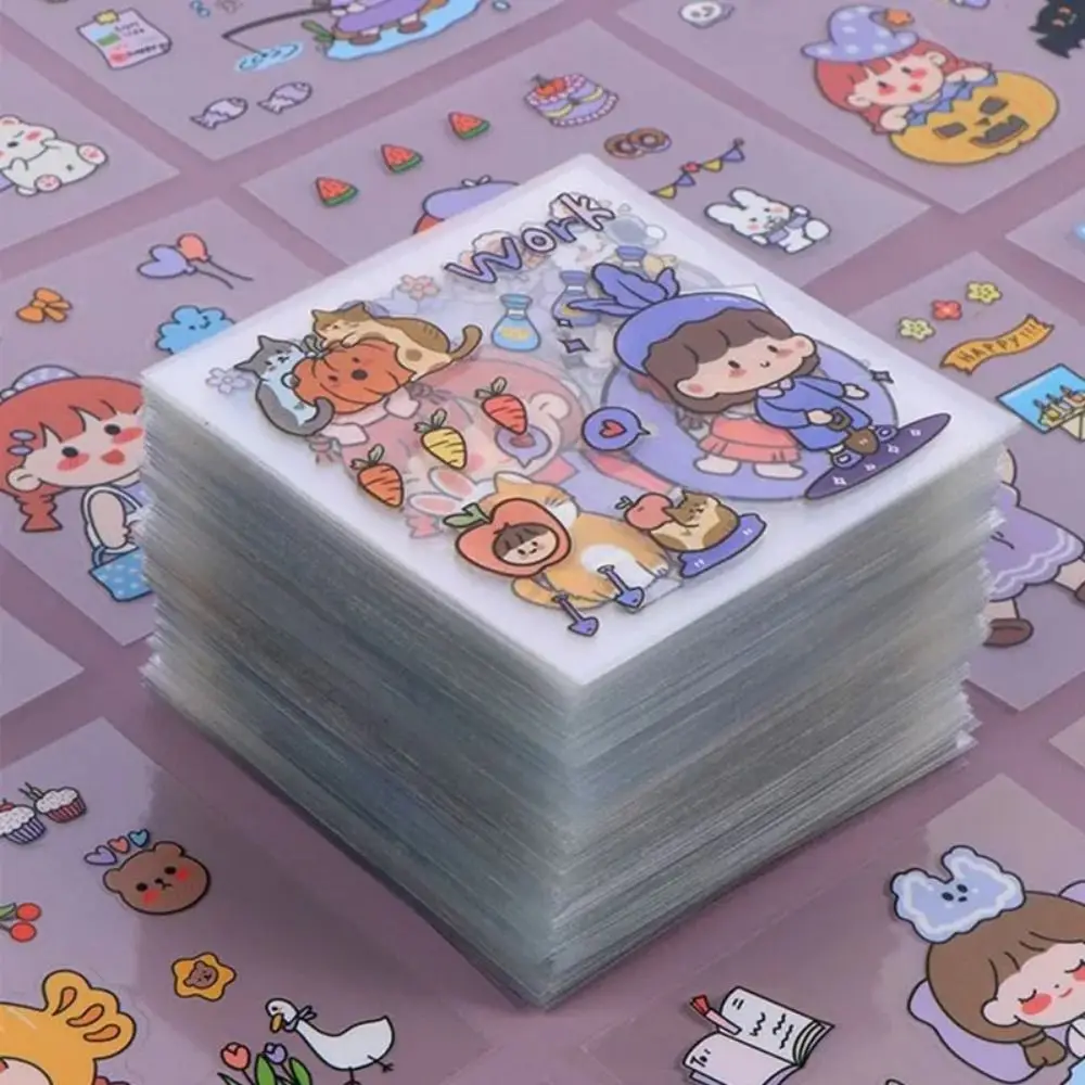 10/20/50Pcs Cute Cartoon Patterns PVC Stickers Waterproof DIY Notebook Decoration Scrapbook Decor Transparent