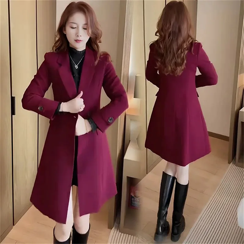 

Suit Trench Coat For Women Spring Autumn 2024, New Waistband Slimming Mid Length Fashionable And Versatile Casual Blazer Female