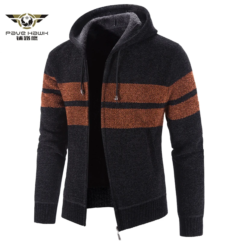 

Men's Winter Thick Warm Cardigan Casual Slim Sweatercoat Male Streetwear Knitted Fleece Sweater Outwear Hooded Jackets M-3XL