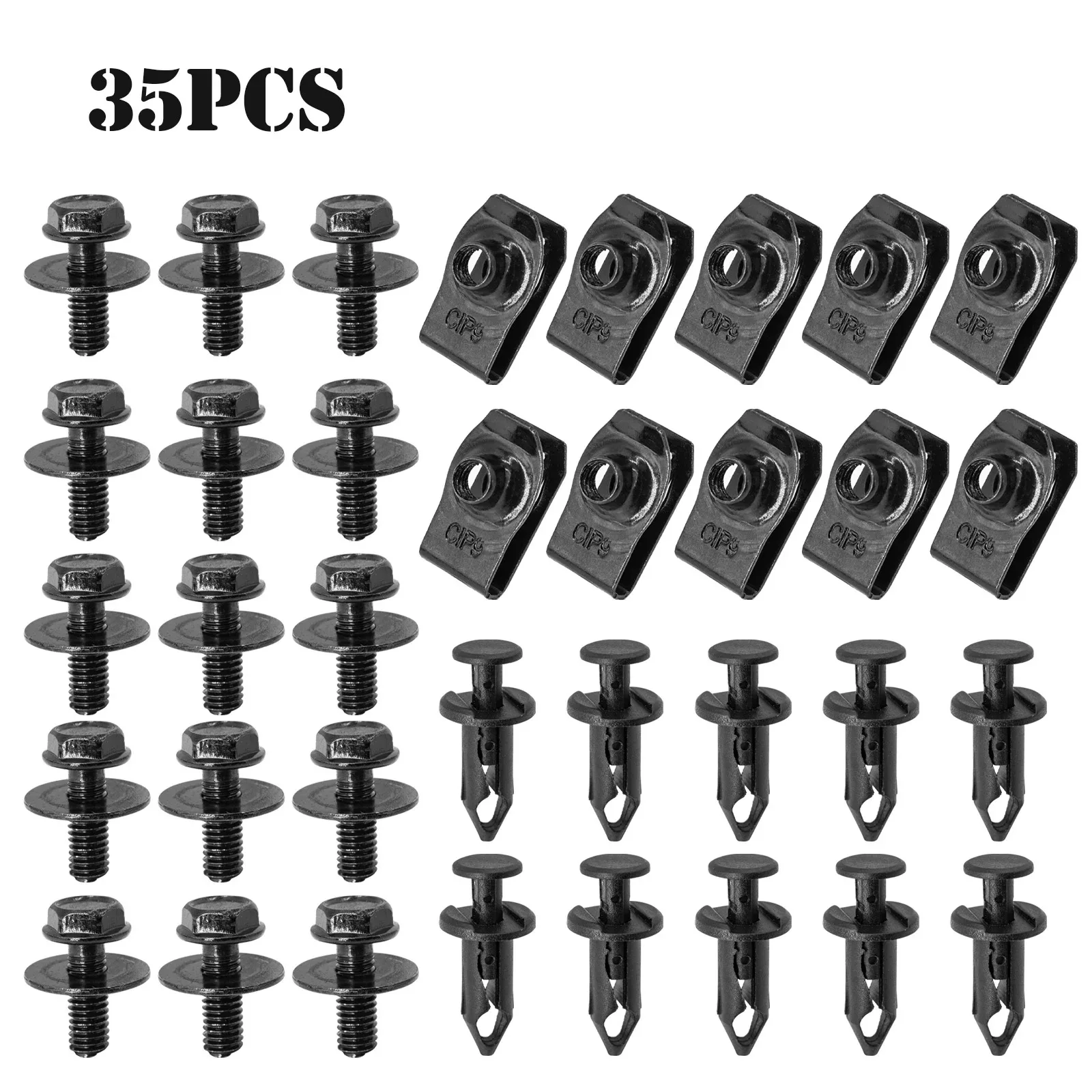 35PCS Car Body Bolts U-nut Clips M6 Engine Under Cover Splash Shield Guard For Nissan QASHQAI Juke Almera Infiniti FX35 FX45