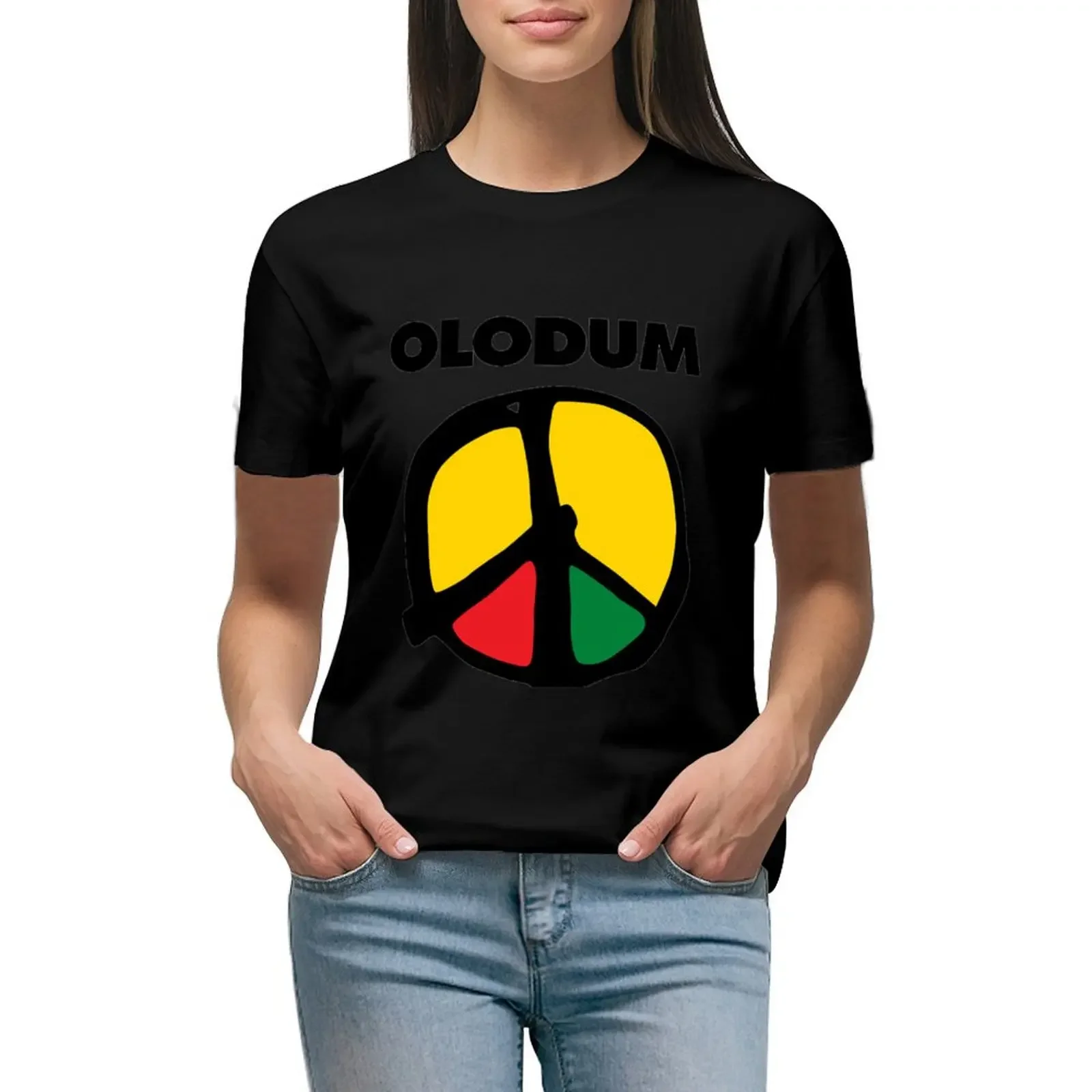 

Olodum Michael Jackson PEACE and LOVE T-Shirt plus sizes plus size tops aesthetic clothes Summer Women's clothing