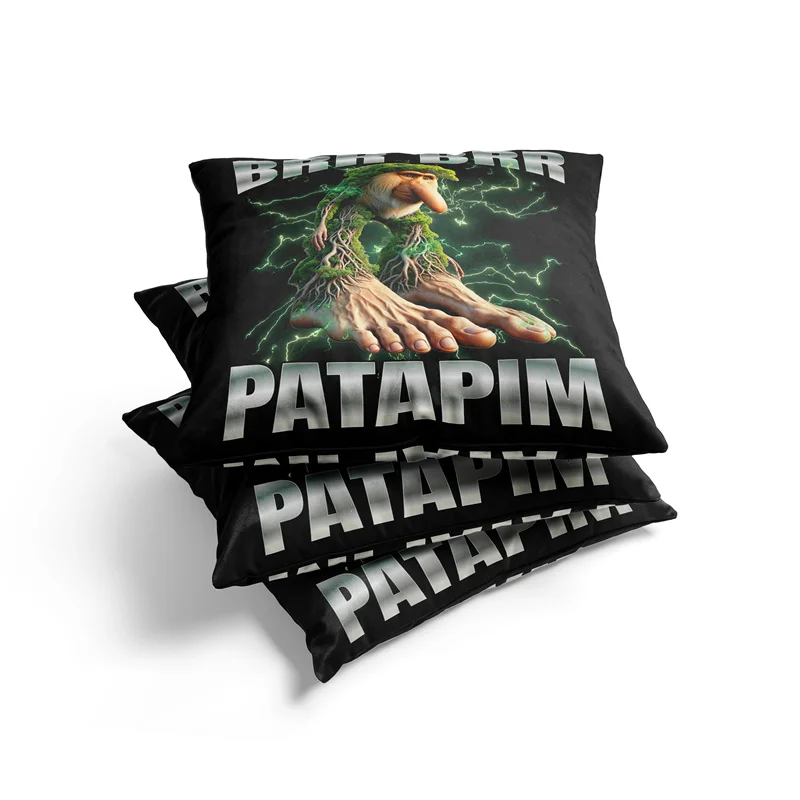 Aertemisi 18'' x 18'' Brr Brr Patapim Italian Brainrot Square Throw Pillow Cushion Covers Cases Pillowcases for Sofa 45cm x 45cm