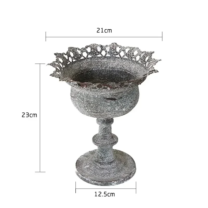 Trophy Shaped Flower Pot Classical Retro Metal Iron Art Desktop Vase Wedding Celebration Party Flower Arrangement Decorate Vase