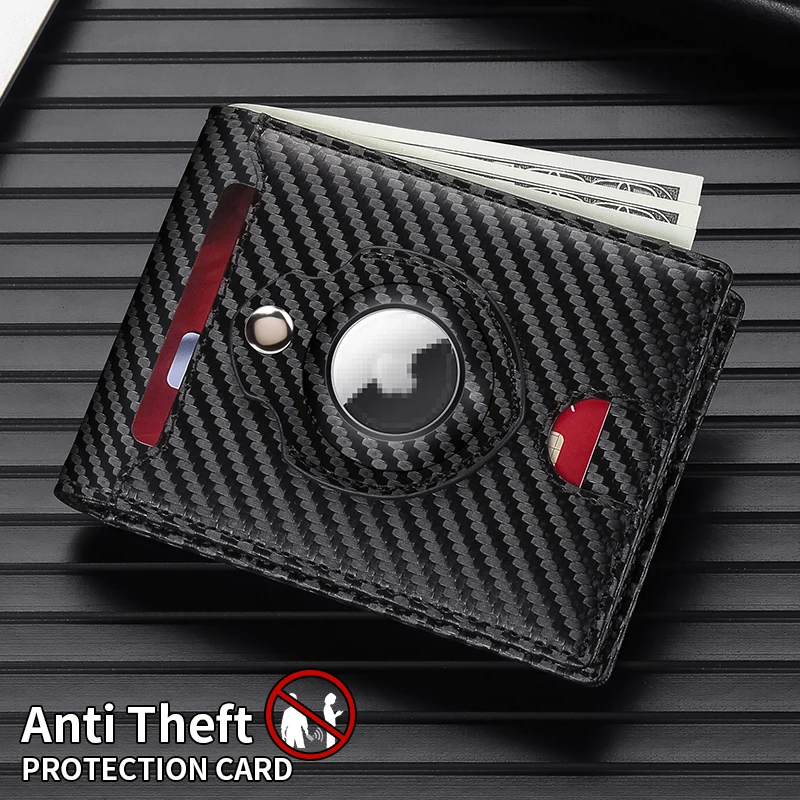 

GERUOLA Men'S Ultra-Thin Wallet with Apple Airtag Holder - RFID Blocking, Carbon Fiber Texture, Minimalist Design, Multiple Card
