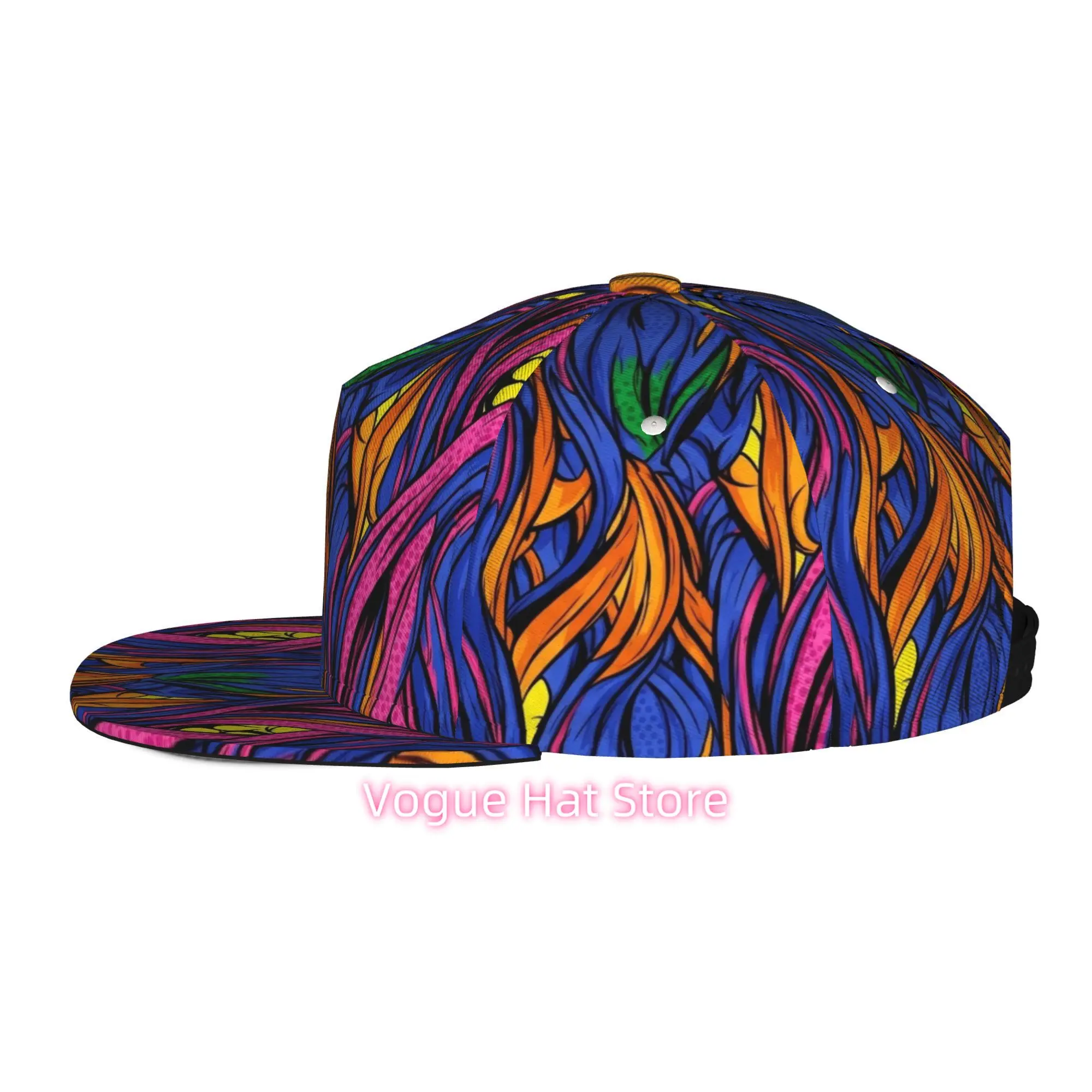 Men's & Women's Baseball Cap with Abstract Floral Pattern Adjustable Snap-On Brim, Flat-Top Round Cap Suitable for Casual Outdoo