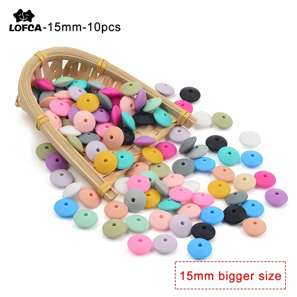 10pcs/lot Silicone lentil Beads 15mm Teething Necklace Baby Teething Toy Silicone BPA Free DIY Charms Newborn Nursing Accessory