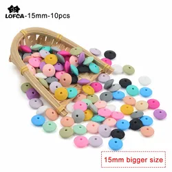 10pcs/lot Silicone lentil Beads 15mm Teething Necklace Baby Teething Toy Silicone BPA Free DIY Charms Newborn Nursing Accessory