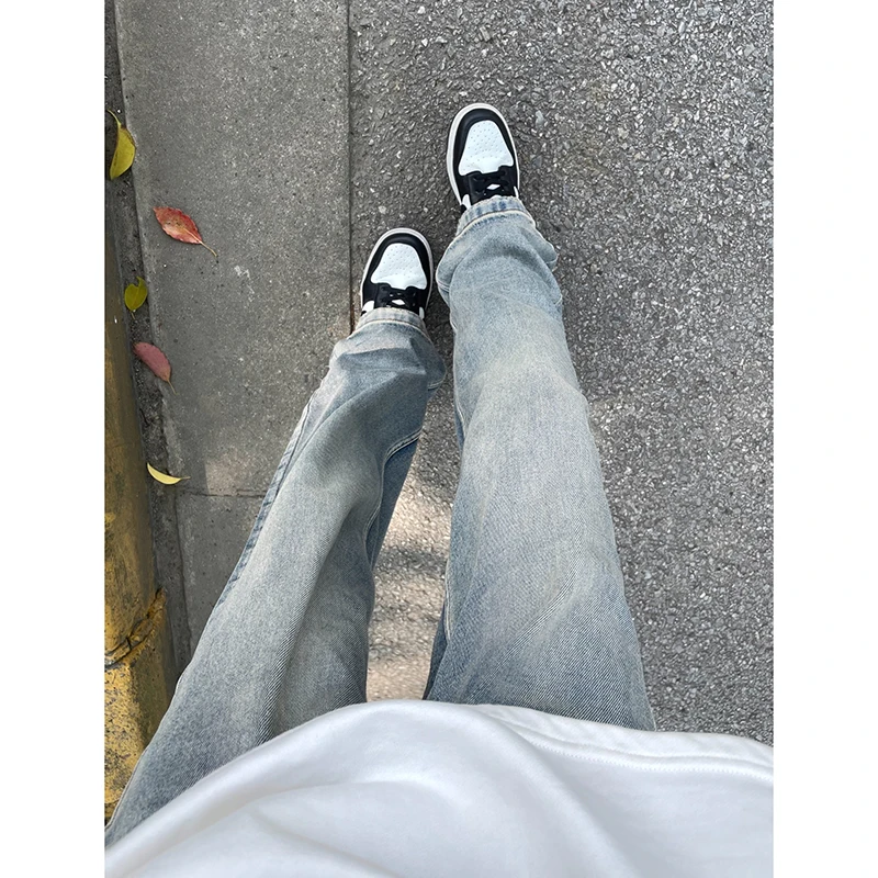 

Мужские джинсы Slim Fit прямого кроя синего цвета, весенне-осенние, в американском ретро-стиле, Cleanfit, длинные брюки для подростков, модный стиль