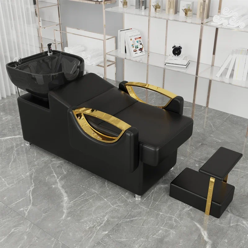 Modern Multifunction Shampoo Chairs Nordic Luxury Portable Haircutting Shampoo Bed Lounge Salon Furniture Silla Peluqueria FYSC