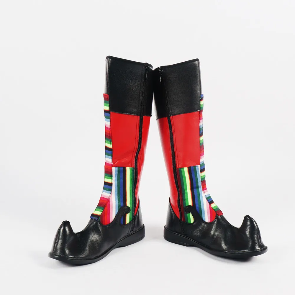 Black Red Mongolian Traditional Boots For Men Chinese Ancient Minority Dancer Shoes Festival Dance Poly Urethane Anti-slip Sole
