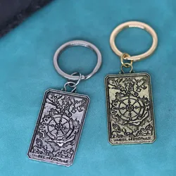 Two Sided Wheel Of Fortune Tarot Card Keychain Divination Pendant Key Chains For Men Women Lucky Fortune Teller Pagan Jewelry