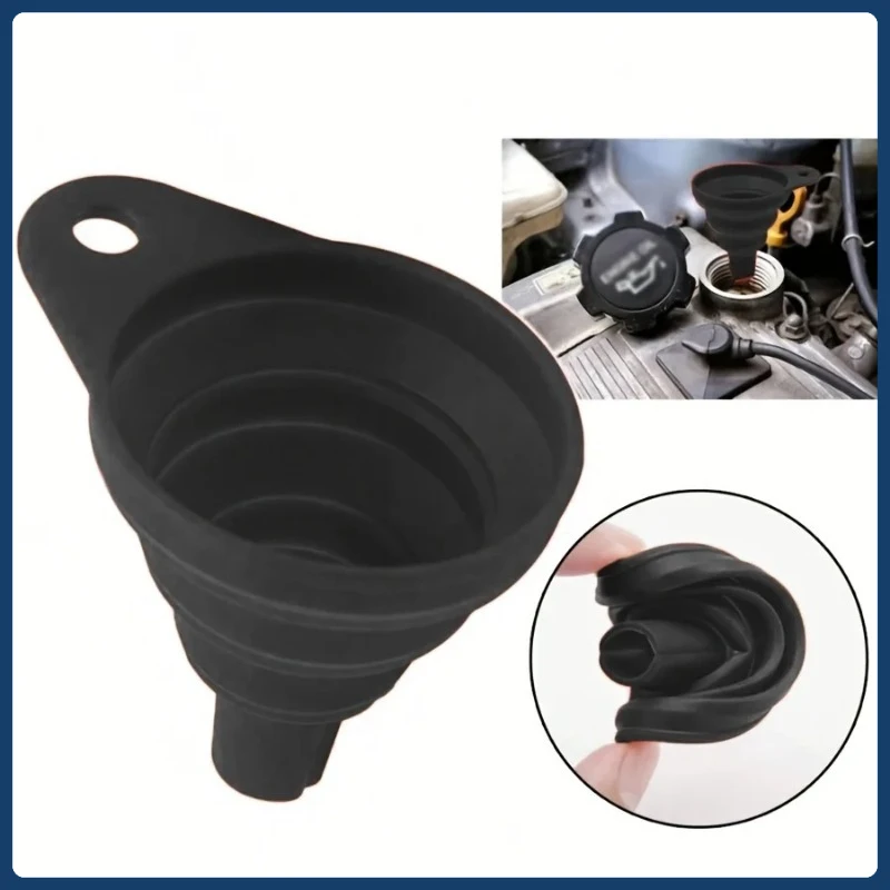 

Воронка для двигателя автомобиля, универсальная силиконовая воронка для жидкости, воронка для замены омывающей жидкости, складная портативная воронка для замены моторного масла, бензина