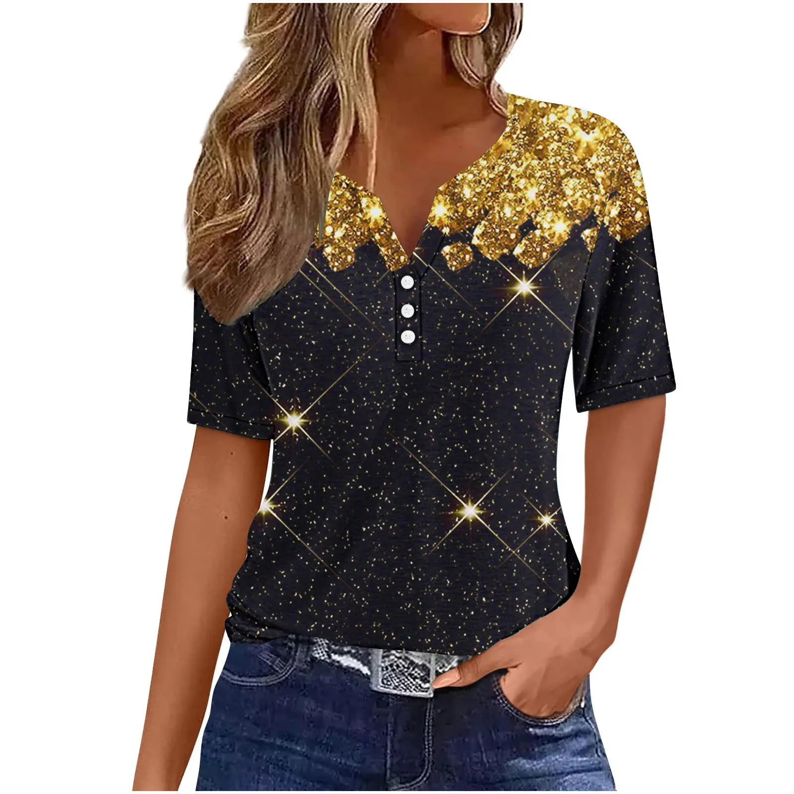 Summer casual and fashionable, stylish and slimming 3D digital printed design top, 2024 summer new WG19