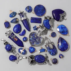Lapis Lazuli Natural Stone Pendant Oval Heart Waterdrop Star Shape Charms fit for Women Jewelry Making DIY Necklace Accessories