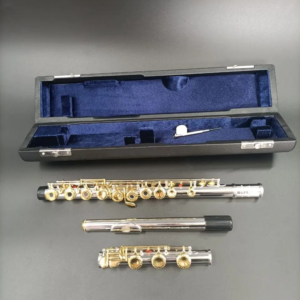 Japan YFL-481 Silver Gold Flute Musical Instrument Flute 17 Key Open Close C Tune and E-Key Flute music professional ship