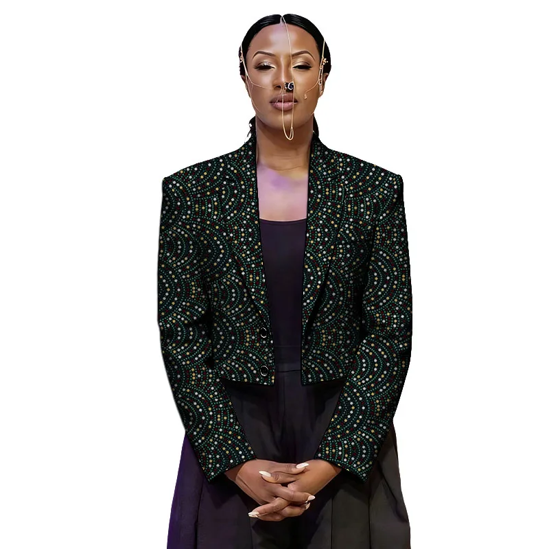 

Women's Vintage Mini Blazers Short Suit Jacket Original Pattern Print African Couture Original Design Party Wear