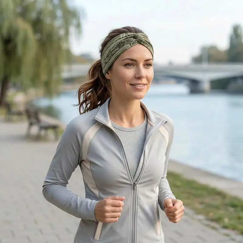 1 Stück Turban Paisley Twist Stirnband Damen Stirnbänder Breites Haarband für Frauen Großes Sport-Workout-Stirnband Dehnbares Rutschfestes Haarband – Detail 2