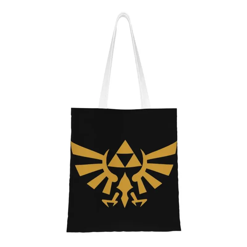 Custom Hot Game Zeldas Legend Grocery Shopping Tote Bag Women Fashion Canvas Shopper Shoulder Bag Big Capacity Handbag