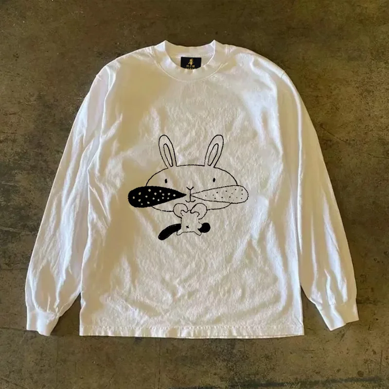 Long Sleeve T-Shirt 310 Pure Cotton Double Thread Women's Style Three Needle Charitable Fundraising Upward Hero American Couple