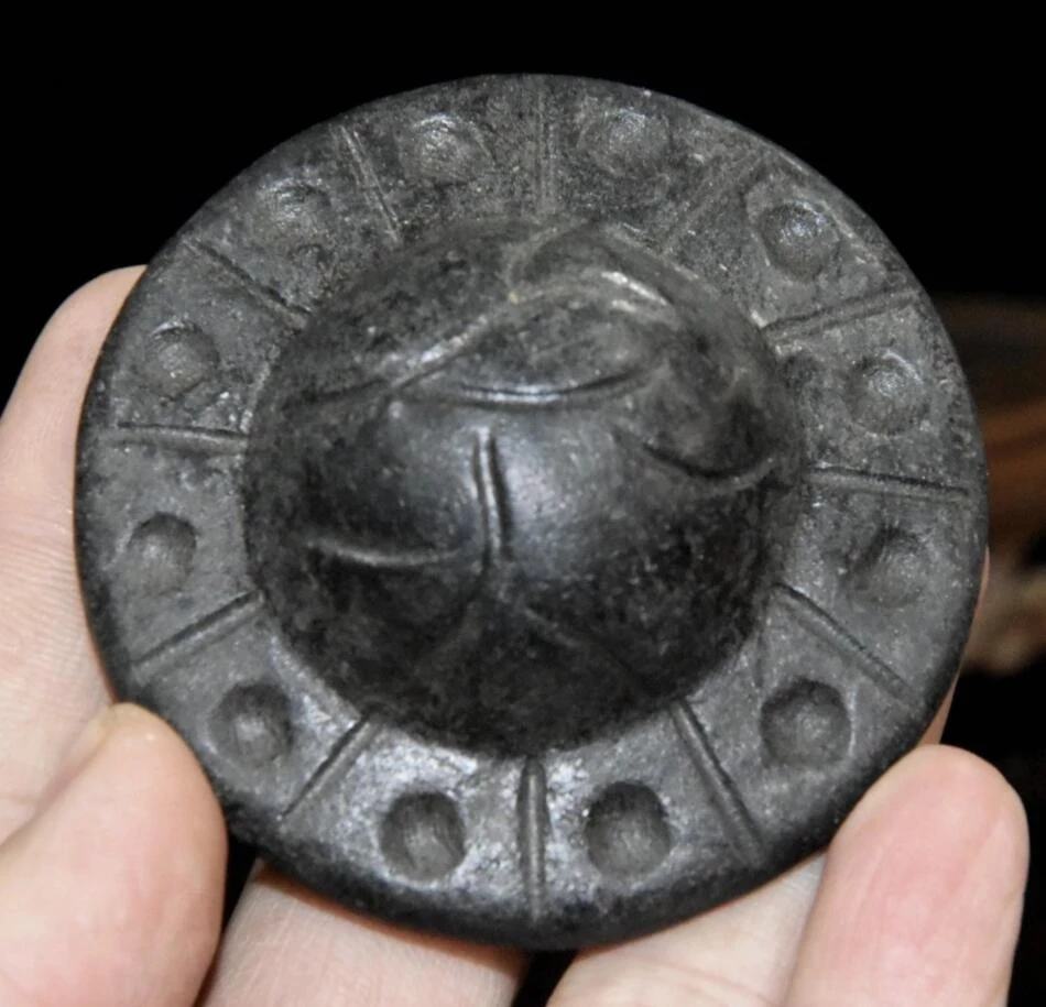 Hongshan Culture Archaize Black Iron Meteorite Alien Spaceship Small Statue