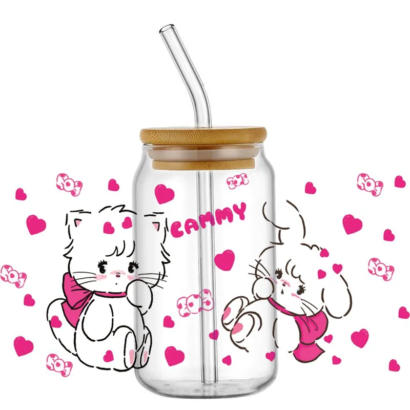 Мультяшные водонепроницаемые наклейки Miniso Mikko с защитой от УФ-излучения, наклейки для кружек, кружек, 3D наклейки для самостоятельной сборки, наклейки для 16 унций, стекло Libbey