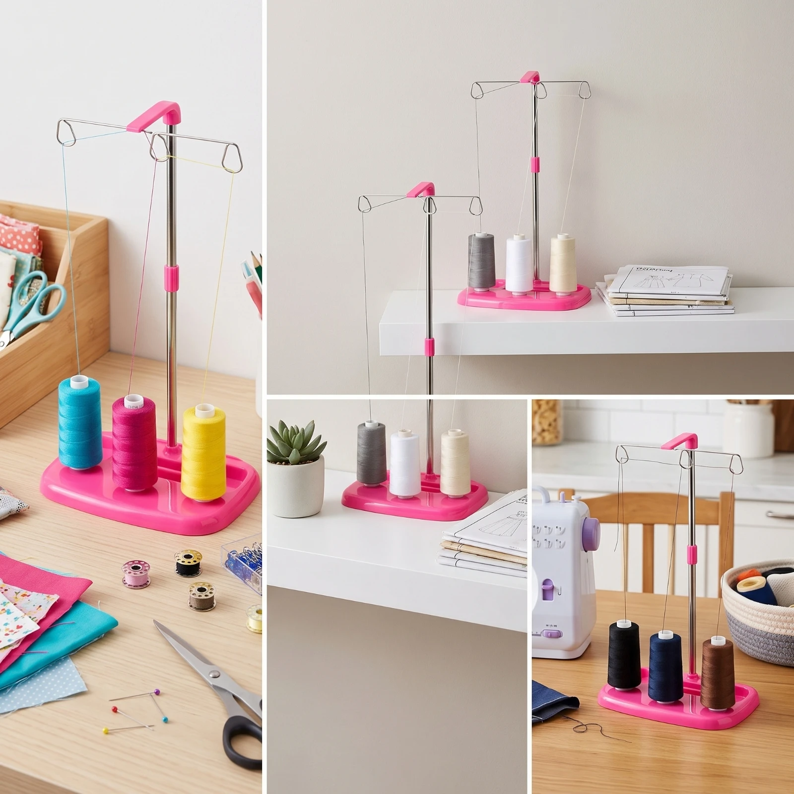 Sewing Thread Stand Space-Saving Thread Stand with Loop Guides Compact Upright for Quilters, Overlocking, Embroidery