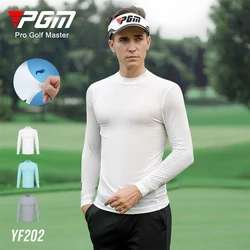 PGM Sunscreen Golf Shirts for Men Ice Silk Long Sleeve Underwear Male Hight Elastic Bottoming Shirts Fast Dry Golf Clothing