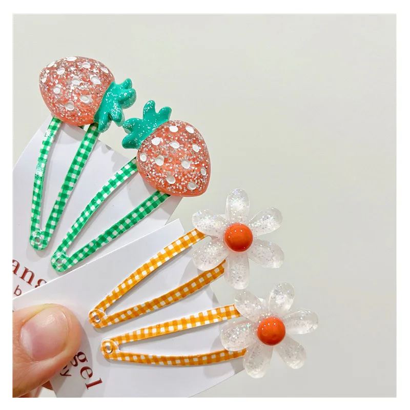 

15 Pairs/Lot, Cute Sunflower Strawberry Deer BB Clips Baby Snap Clip