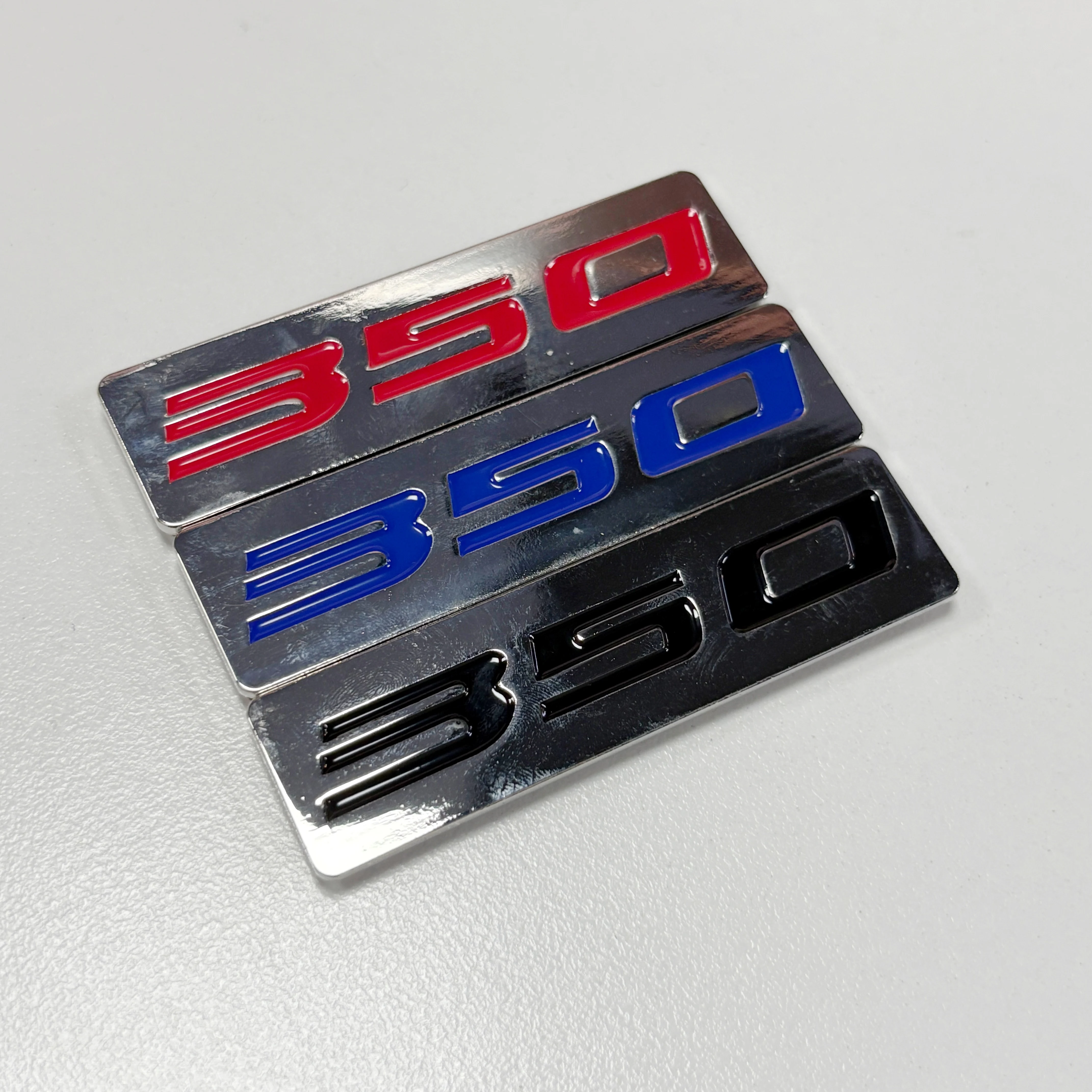

CHROME / BLACK RED BLUE 350 METAL EMBLEM (OPTIONAL) ENGINE RACE MOTOR EMBLEM BADGE