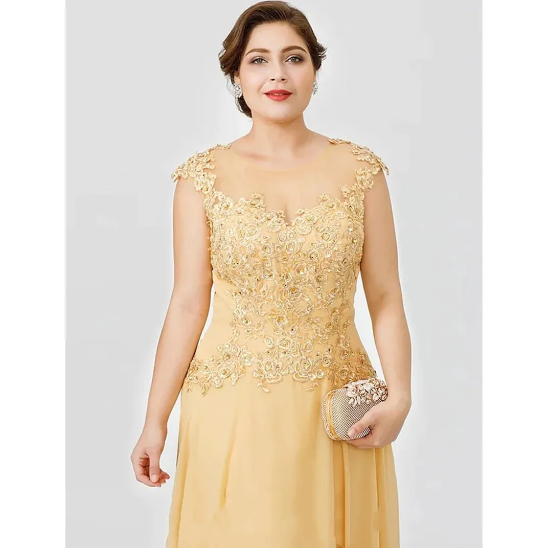 Robe de soirée jaune à encolure dégagée, appliques mère de la mariée, robe formelle en fibre de dentelle, robe de soirée de Rh, grande taille, robe éducative