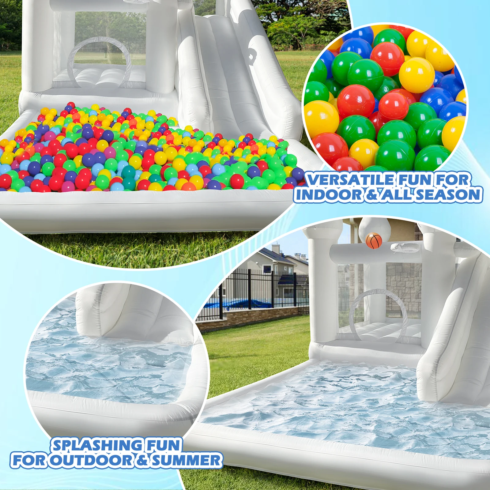 Large Outdoor Playground Garden Pool Water Slide Inflatable For Children Family Bounce House With Blower Ball Pit Kids Games