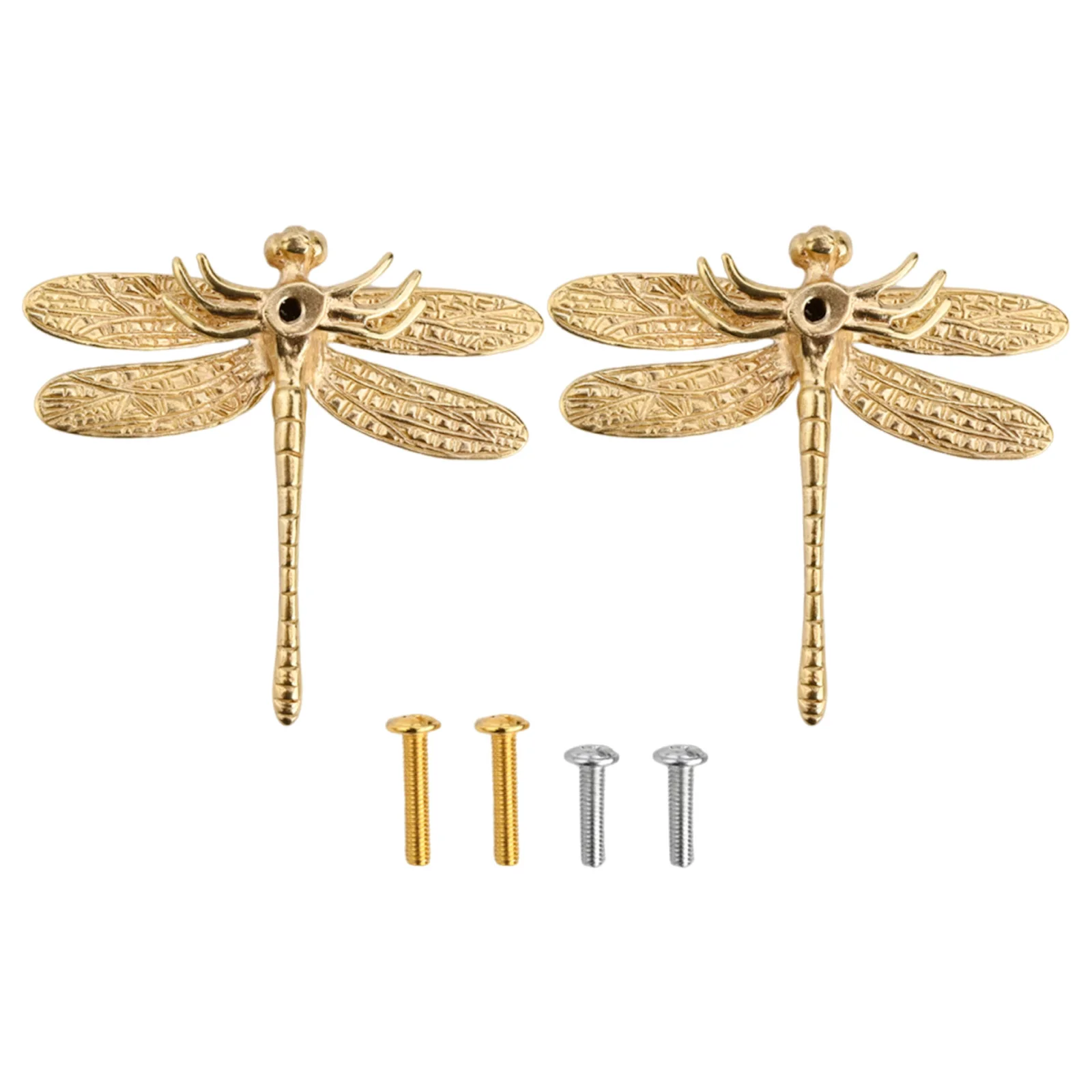 2pcs Dragonfly & Butterfly Shape Brass Door Knobs Furniture Cupboard Drawer Pulls Dresser Wardrobe Kitchen Cabinet Handles