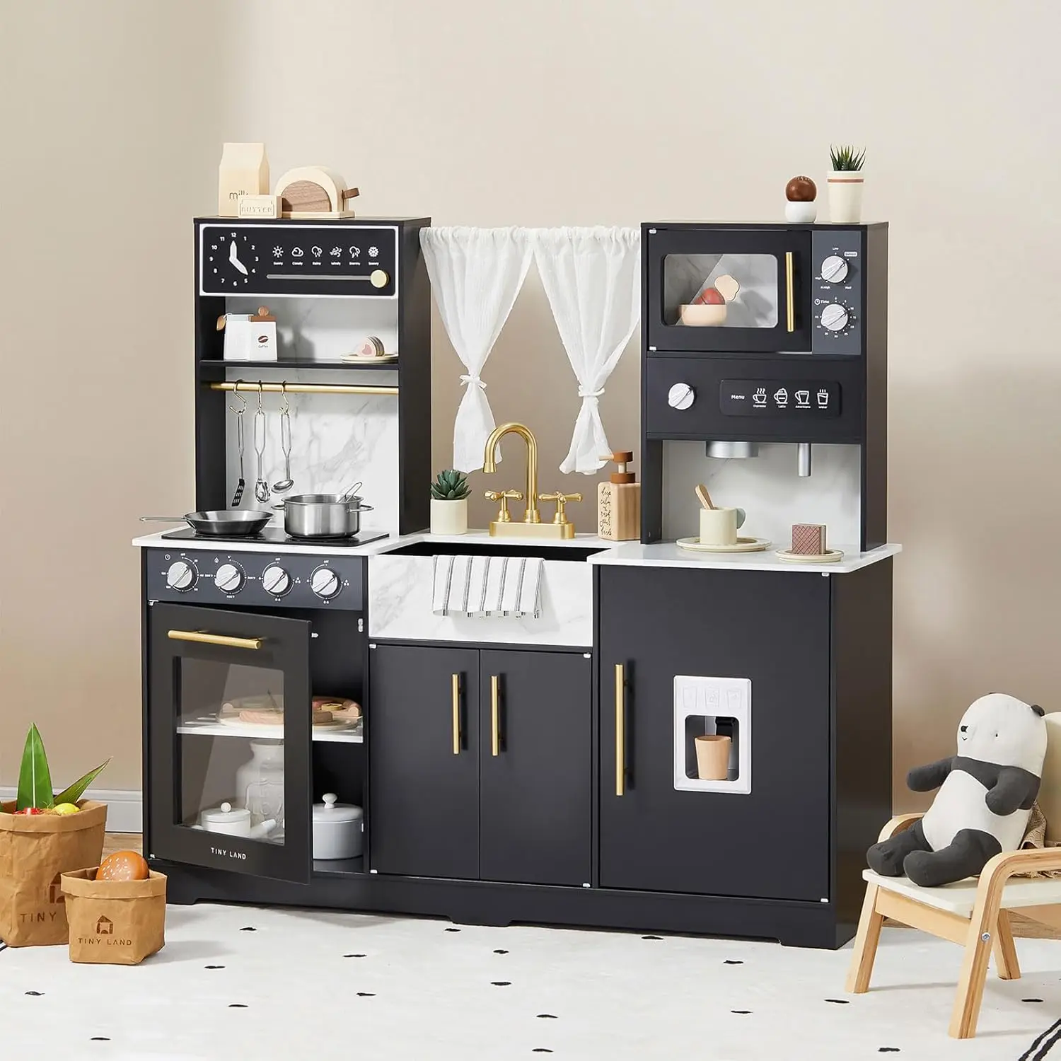子供のための木製のプレイキッチンセット,モダンなおもちゃ,流行のデザイン