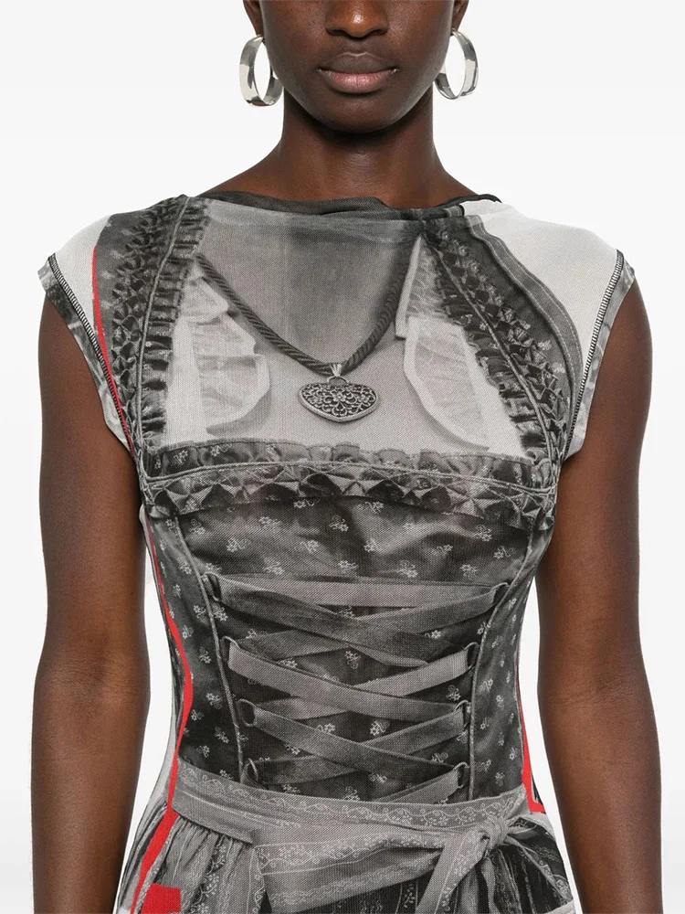 CNYISHE O Neck Printing Tank Sleeveless Sheath Elastic Fashion Evening Party Women Dresses Sexy Club Trendy Outfits Female Robes