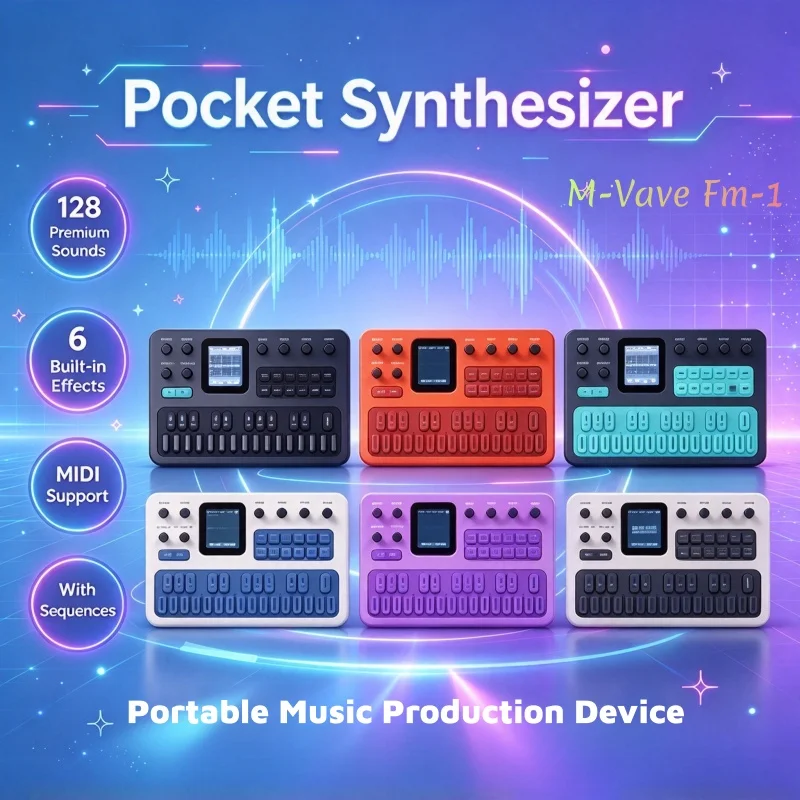 M-Vave Fm-1 Effect Pedal Portable Fm1 Bluetooth Synthesizer 12h Battery 6-Operator Speaker Midi 32-Algorithm 128 Preset Built-In