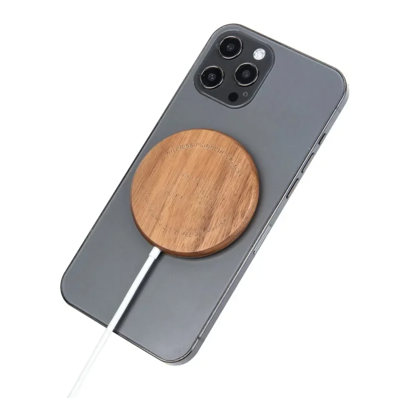 

Custom Logo 15W Magnetic Wireless Charger for iPhone Wood Wireless Charger