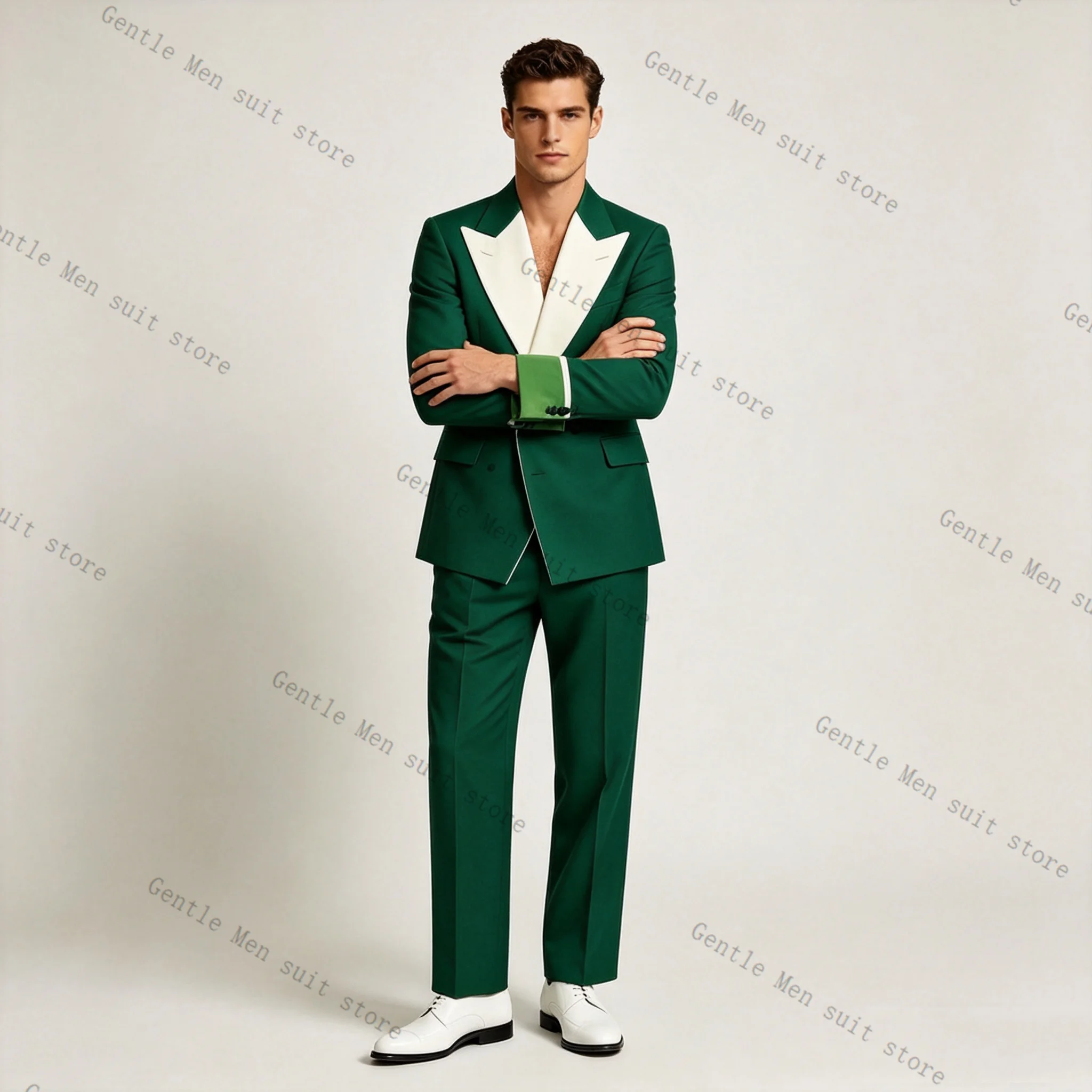 Зеленый с белым мужской костюм – обзор и цена Men Formal Wear Green