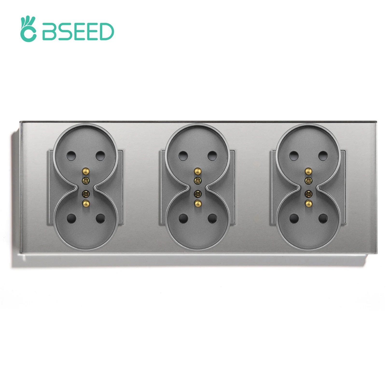 BSEED Doppel Frankreich Steckdosen Power Steckdose Einzigen Doppel Rahmen Home Wand Steckdosen Glas Panel Weiß Schwarz