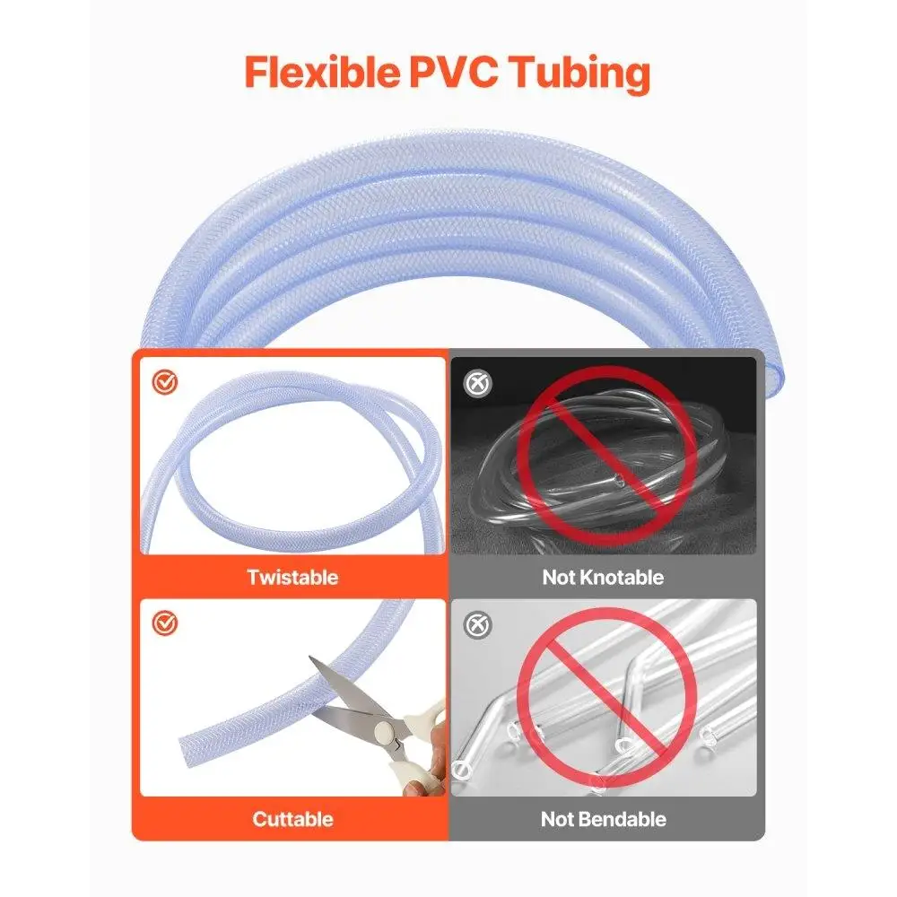 Clear Braided Vinyl Tubing 3/4 Inch ID 19/20 Inch OD 10 Feet Flexible PVC Hose for Water Air and Fluid Transfer