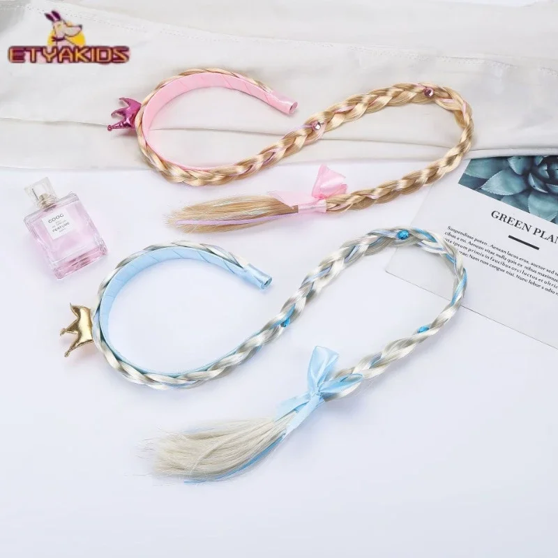 1pc Children Wig Princess Braid Headband Head Rope for Kid Girl Women Crown Snowflake Bow Sweet Kawaii Dress Up Hair Accessories