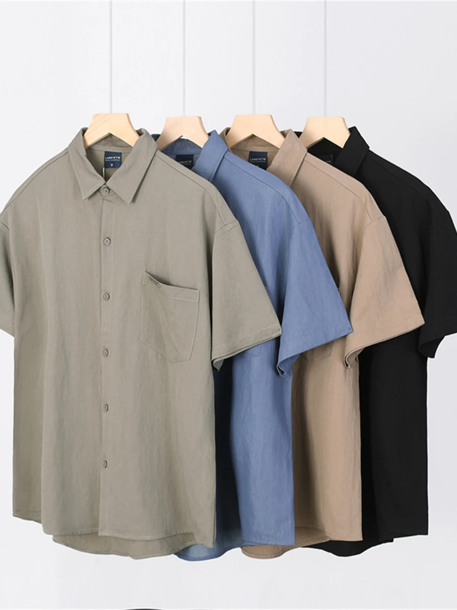 

Мужская повседневная рубашка из серии Outdoor Mountain, винтажный стиль, свободный крой, летняя, с эффектом прохлады, с отложным воротником